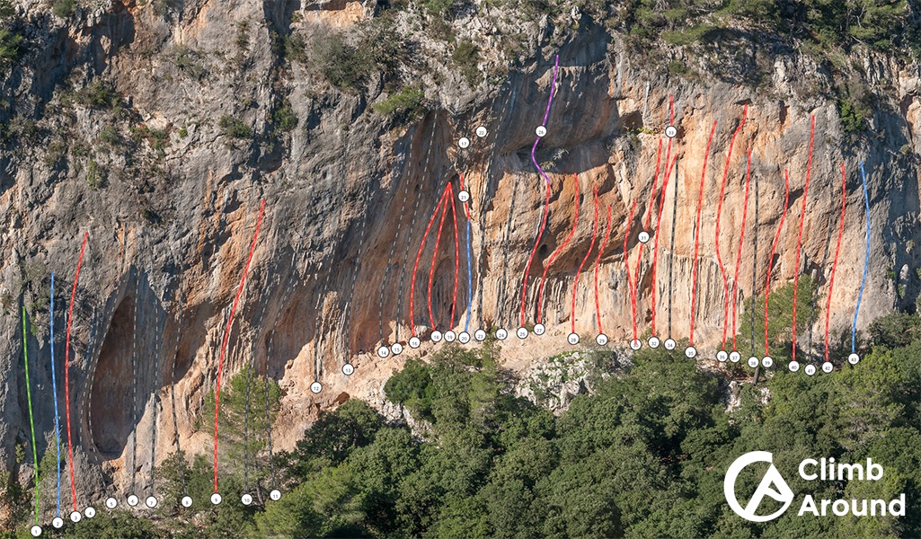 Croquis de escalada de Fraguel, Mallorca